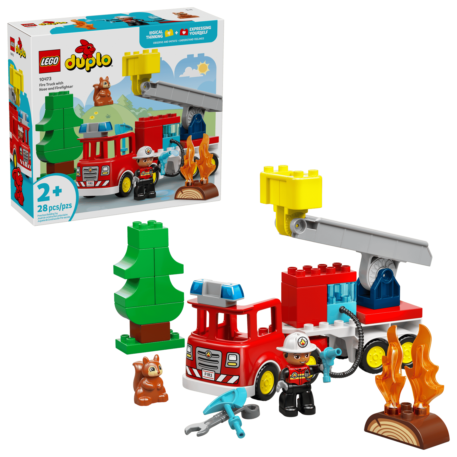 Fire Engine with Hose and Firefighter